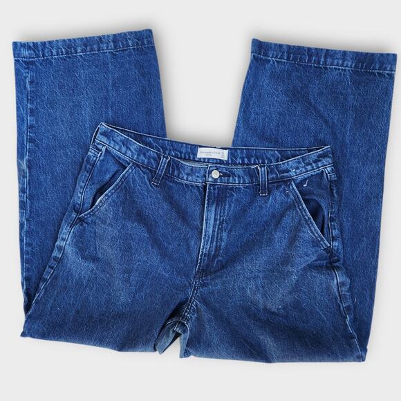 Abercrombie & Fitch Jeans Women's 14R Blue Denim Mid-Rise Wide Leg Baggy - Picture 3 of 4